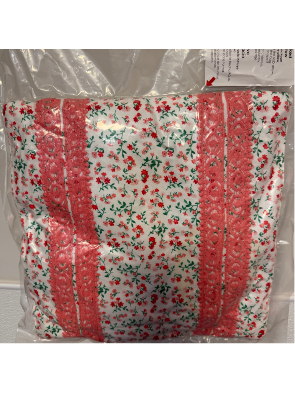Pioneer Women Handicraft Decorative Pillow One Size White Coral Floral Lace